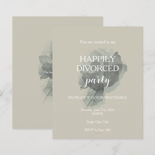 Elegant Modern Happily Divorced Party Invitation (Front/Back)