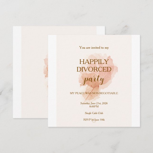 Elegant Modern Happily Divorced Party Invitation (Front/Back)