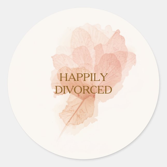 Elegant Modern Happily Divorced Party Sticker (Front)