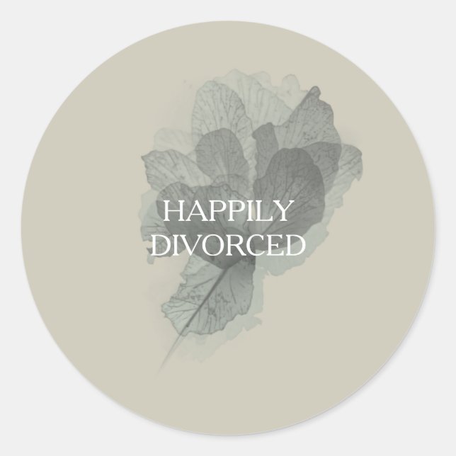 Elegant Modern Happily Divorced Party Sticker (Front)