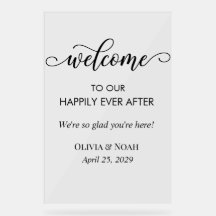 Elegant Modern Happily Ever After Frosted Acrylic