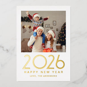 Elegant Modern Happy New Year 2026 Family Photo