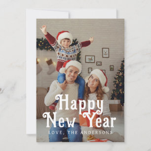 Elegant Modern Happy New Year 2026 Family Photo Holiday Card