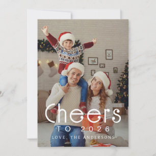 Elegant Modern Happy New Year 2026 Family Photo Holiday Card