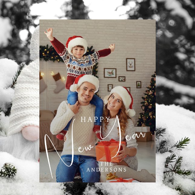 Elegant Modern Happy New Year 2026 Family Photo Holiday Card (Creator Uploaded)