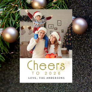 Elegant Modern Happy New Year 2026 Family Photo Holiday Card