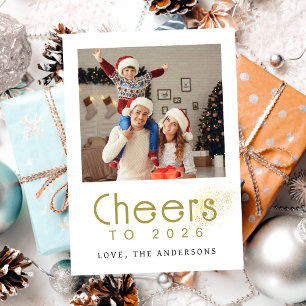 Elegant Modern Happy New Year 2026 Family Photo Holiday Card
