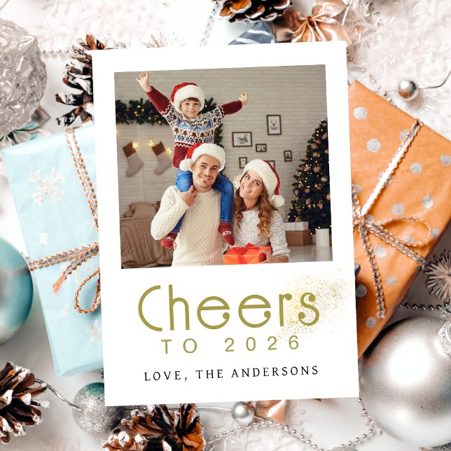 Elegant Modern Happy New Year 2026 Family Photo Holiday Card (Creator Uploaded)