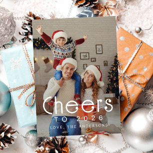 Elegant Modern Happy New Year 2026 Family Photo Holiday Card