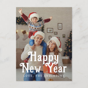 Elegant Modern Happy New Year 2026 Family Photo Holiday Postcard