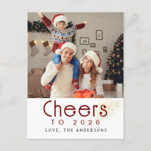 Elegant Modern Happy New Year 2026 Family Photo Holiday Postcard