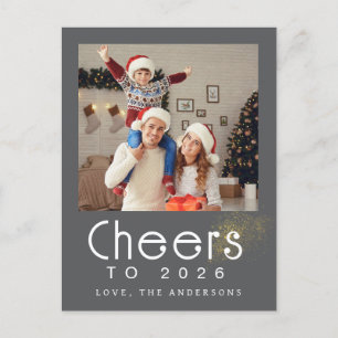 Elegant Modern Happy New Year 2026 Family Photo Holiday Postcard