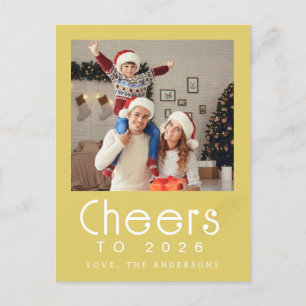 Elegant Modern Happy New Year 2026 Family Photo Holiday Postcard