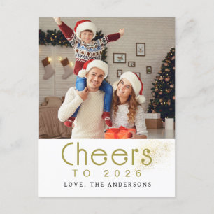 Elegant Modern Happy New Year 2026 Family Photo Holiday Postcard