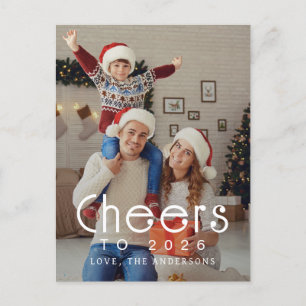 Elegant Modern Happy New Year 2026 Family Photo Holiday Postcard
