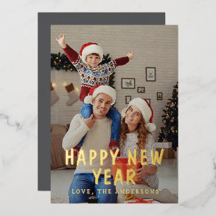 Elegant Modern Happy New Year Family Photo