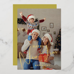 Elegant Modern Happy New Year Family Photo