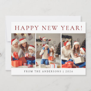 Elegant Modern Happy New Year Family Photo Holiday Card