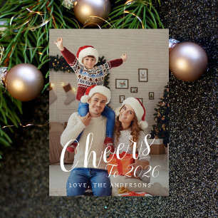 Elegant Modern Happy New Year Family Photo Holiday Card