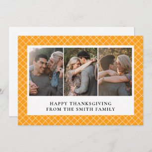 Elegant Modern Happy Thanksgiving Autumn 3 Photo Holiday Card