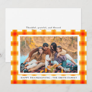Elegant Modern Happy Thanksgiving Autumn Photo Holiday Card