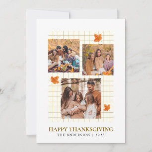Elegant Modern Happy Thanksgiving Autumn Photo Holiday Card
