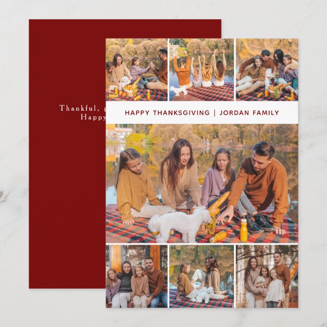 Elegant Modern Happy Thanksgiving Autumn Photo Holiday Card (Front/Back)