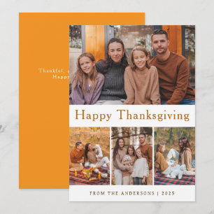 Elegant Modern Happy Thanksgiving Autumn Photo Holiday Card