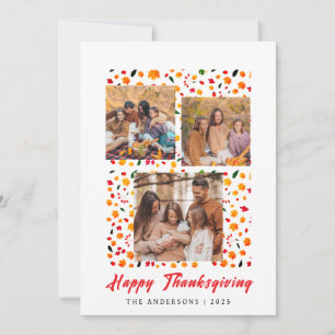Elegant Modern Happy Thanksgiving Autumn Photo Holiday Card