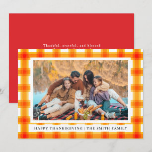 Elegant Modern Happy Thanksgiving Autumn Photo Holiday Card
