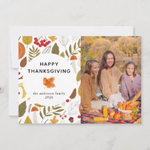 Elegant Modern Happy Thanksgiving Autumn Photo Holiday Card