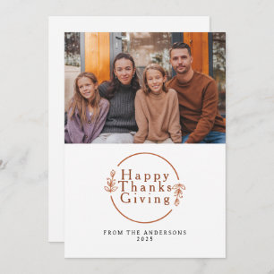 Elegant Modern Happy Thanksgiving Autumn Photo Holiday Card