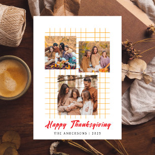Elegant Modern Happy Thanksgiving Autumn Photo Holiday Card