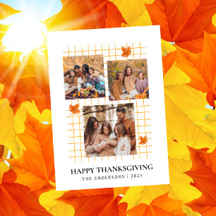 Elegant Modern Happy Thanksgiving Autumn Photo Holiday Card