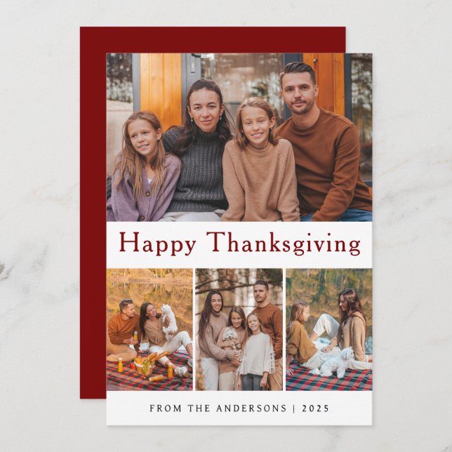 Elegant Modern Happy Thanksgiving Autumn Photo Holiday Card (Front/Back)