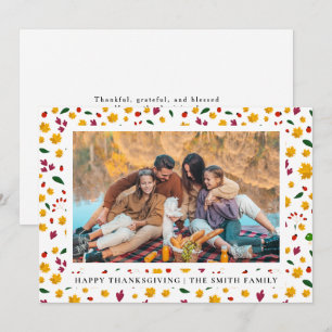 Elegant Modern Happy Thanksgiving Autumn Photo Holiday Card