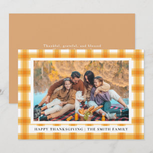 Elegant Modern Happy Thanksgiving Autumn Photo Holiday Card