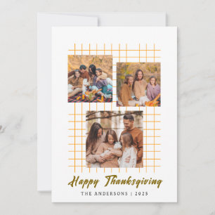 Elegant Modern Happy Thanksgiving Autumn Photo Holiday Card