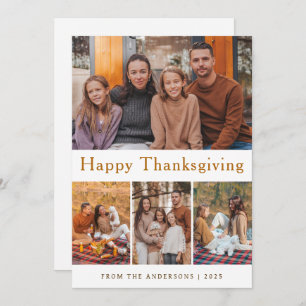 Elegant Modern Happy Thanksgiving Autumn Photo Holiday Card