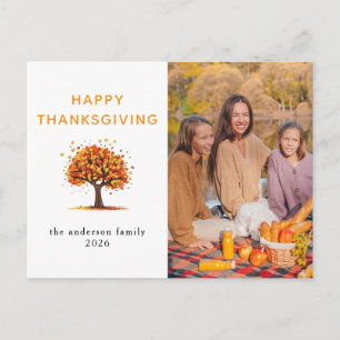 Elegant Modern Happy Thanksgiving Autumn Photo Holiday Postcard
