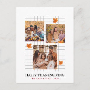 Elegant Modern Happy Thanksgiving Autumn Photo Holiday Postcard