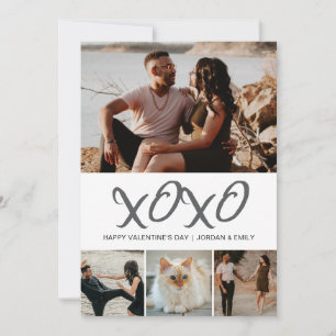 Elegant Modern Happy Valentine's Day 4 Photo Holiday Card