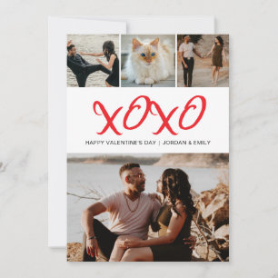 Elegant Modern Happy Valentine's Day 4 Photo Holiday Card