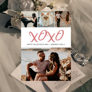 Elegant Modern Happy Valentine's Day 4 Photo Holiday Card