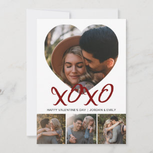 Elegant Modern Happy Valentine's Day 4 Photo Holiday Card