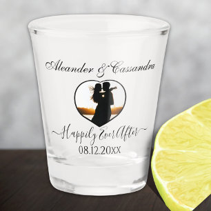  Elegant Modern  Heart photo wedding  Shot Glass
