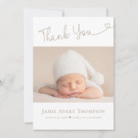 Elegant Modern heart Script Minimal Photo Birth