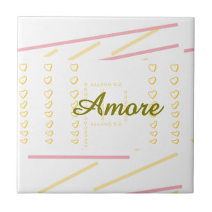 Elegant Modern Heart Scroll Stripes Tile
