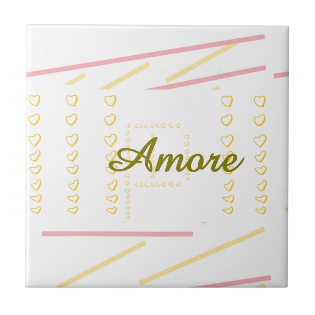 Elegant Modern Heart Scroll Stripes Tile (Front)