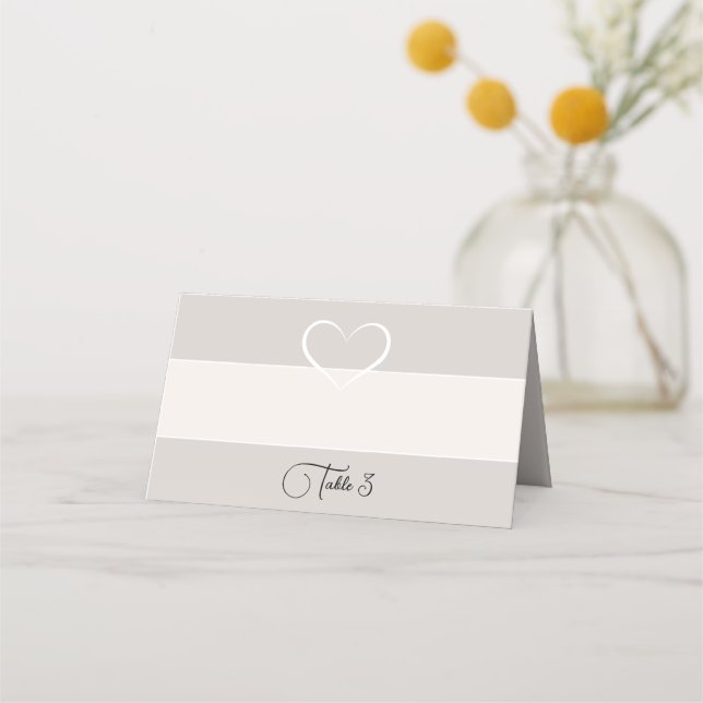 Elegant modern heart wedding Silhouette Collection Place Card (Front)